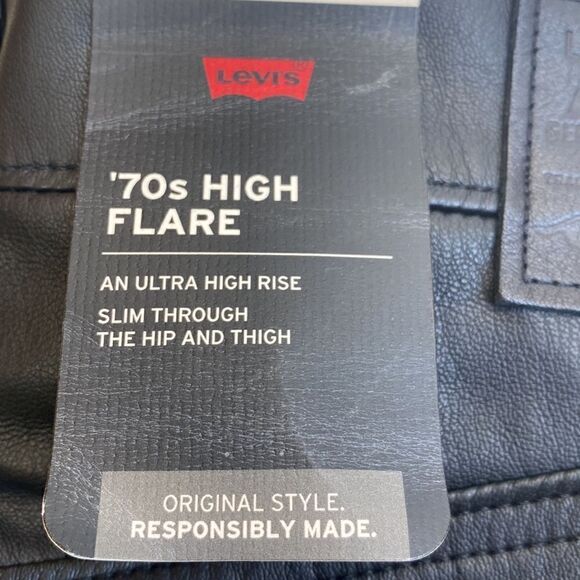 Levi’s Black 70s High Flare Wide Leg Faux Leather Pants Size 30x30 NWT - Picture 10 of 10